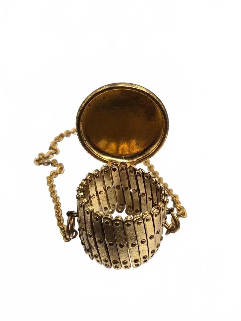 VTG Gold tone, Gate Top, Expandable, Beggars Purse Top Excellent